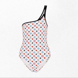 Authentic Louis Vuitton Game On Asymmetric One-Piece Swimsuit.